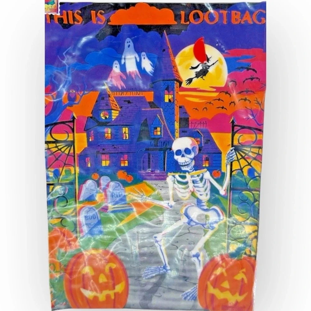 Amscan Halloween Loot Goody Bags 8 Pack Haunted House Skeleton NOS 1990s Vintage - Picture 3 of 7